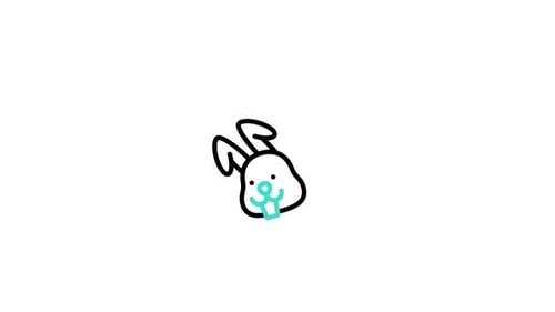 Animated Sketch Rabbit Head with Blue Accents