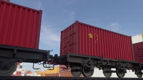 Containers with the Flag of China
