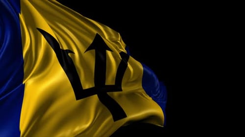 Waving Barbados Flag Animation on Black Background
