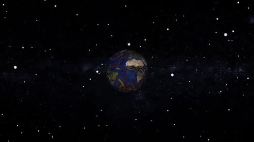 Rotating Earth Globe in Starry Space Background Animation