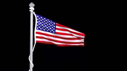Waving American Flag on Flagpole Animation