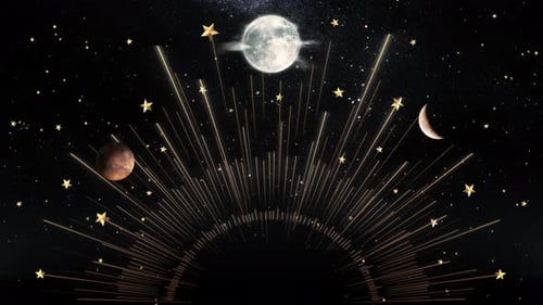 Elegant Celestial Starburst and Moon Animation