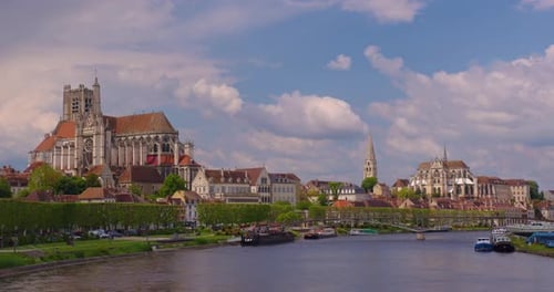 Establishing Shot Time Lapse Beautiful Street with Old Traditional French Houses in the Center of