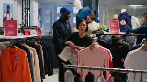 Busy Clothing Store During Sale Event