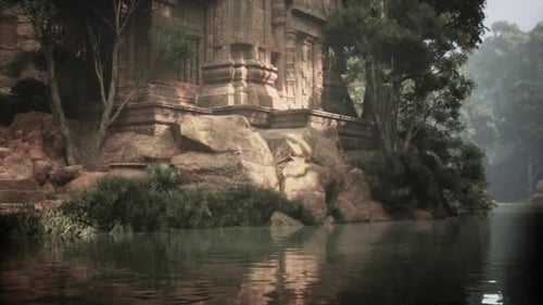 Ancient Temple Ruins Surrounded By Dense Forest