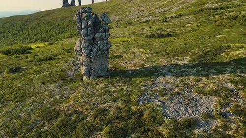 Aerial Weathered Stone Pillars on the Manpupuner Plateau