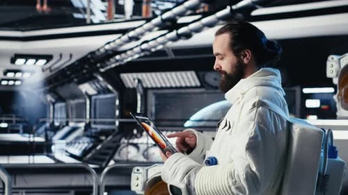 Team of Astronauts in Advanced Technology Spacecraft