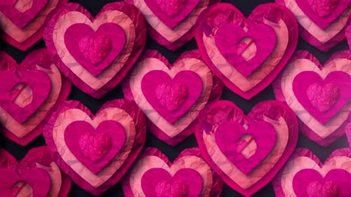 Animated Layered Paper Hearts Pulsating Background