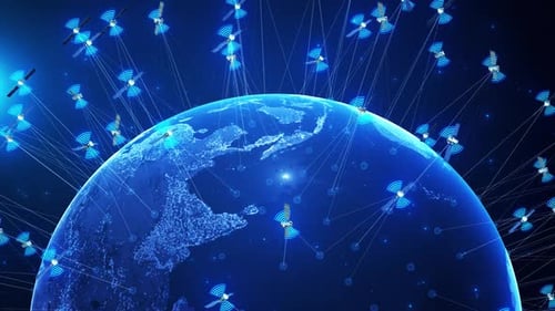 Satellite en orbite autour de la Terre dans l'espace