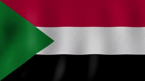 Sudan Flag Waving Seamless Loop with Fabric Texture