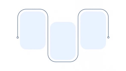 Business workflow blue rectangle infographic 3 steps template animation