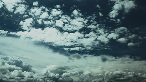 Cloudy Blue Sky With Fluffy Clouds Natural Background Time Lapse