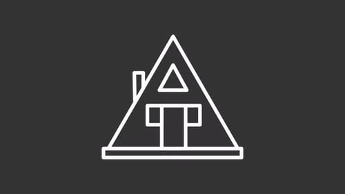 Animación de línea blanca de una casa triangular