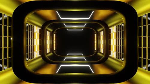 Boucle VJ de tunnel fantastique futuriste doré et blanc en 4K