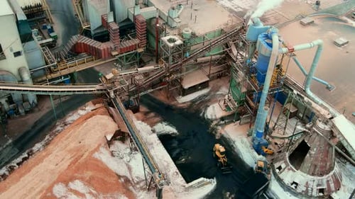 A stunning aerial perspective of a plywood sawmill at work