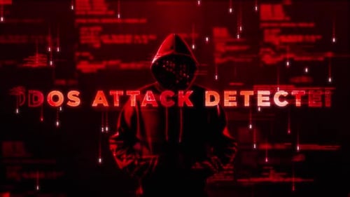 DDoS Attack Detected Word On Style Hologram Video 02