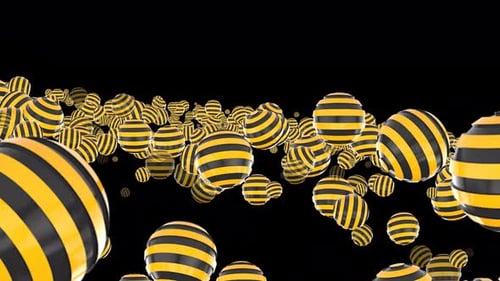 Seamless round 3D flying sphere animation with motion background