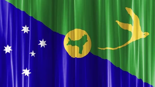 Christmas Island Flag Waving Realistic Animation