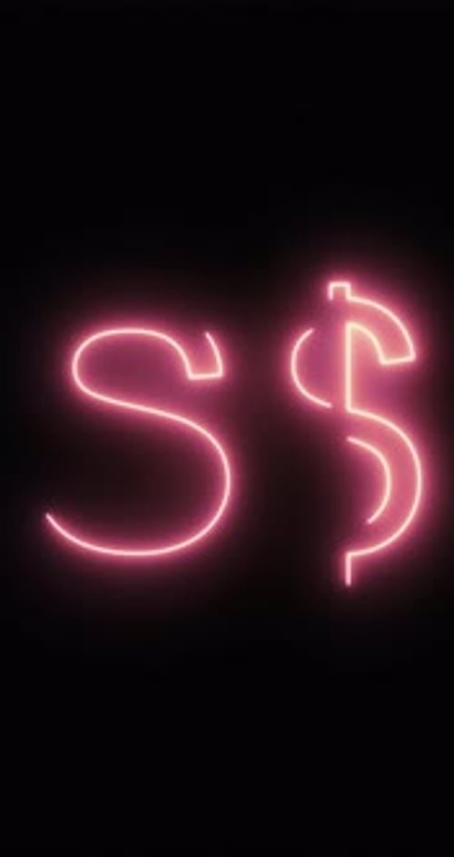 Singapore Dollar Symbol in a neon light. Loop. 4K Vertical