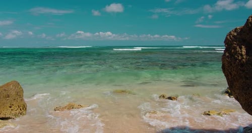 Ocean Waves Splashing on the Sandy Beach