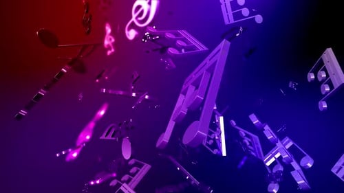 Abstract 3D Music Notes Floating on Gradient Background