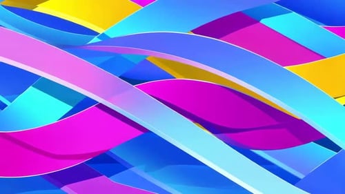 Rubans 3D colorés vibrants, fond de mouvement abstrait