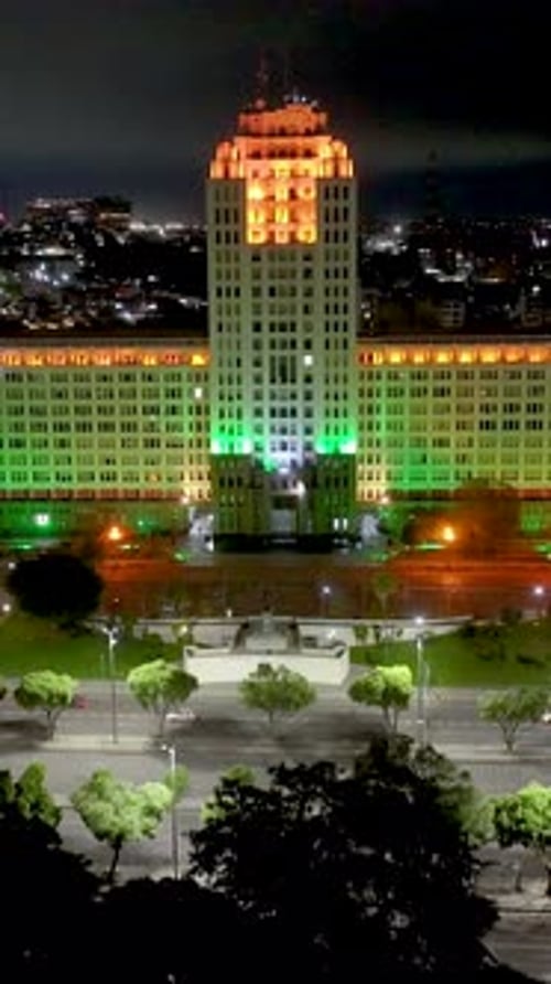Duque De Caxias Square At Night In Downtown Rio De Janeiro Brazil.