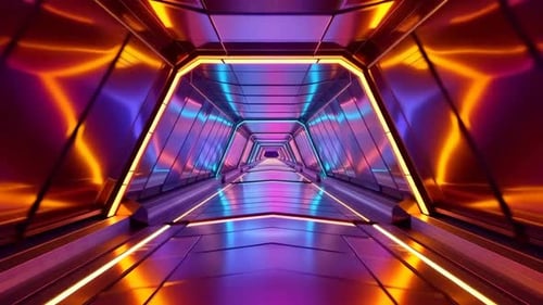 Boucle de tunnel au néon de science-fiction futuriste