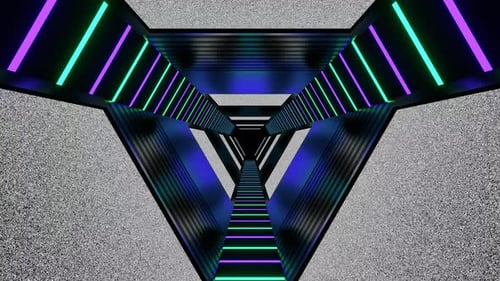 Noise Screen In Purple And Turquoise Neon Tunnel Background Vj Loop In 4K