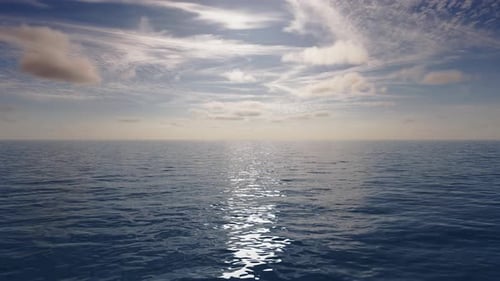 Flying over the sea and ocean waves to meet the sun