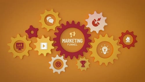 Marketing Funnel cogwheel loopable animation with icons