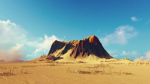 Ein großer Berg in einer heißen Wüste.