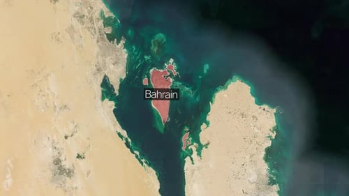Global Satellite Map Zoom to Bahrain Highlight