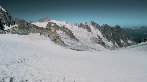 Aerial view of mountain landscape in winter, Alps, Mount Blanc, Italy