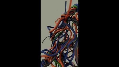 Rede entrelaçada abstrata de fios de comunicação vibrantes