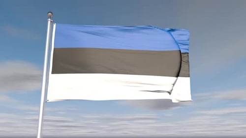 Estonia National Flag Waving in Realistic Animation