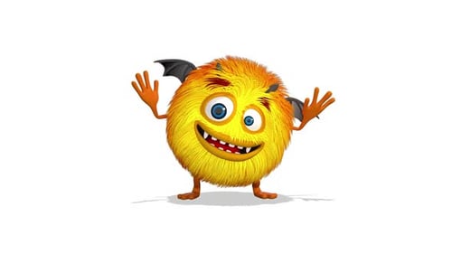 Animated Cute Monster Character Blinking and Moving