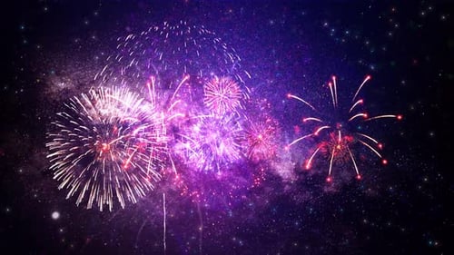 Vibrant Colorful Fireworks Display Celebration Overlay