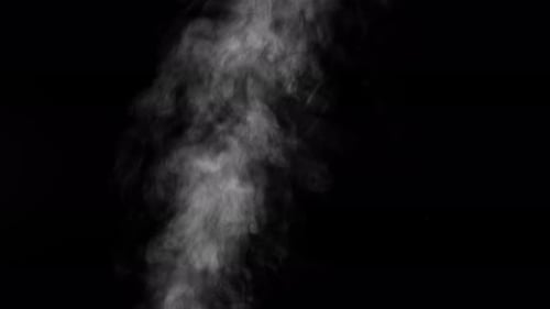 Wispy White Smoke Drifting on Black Background