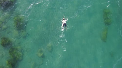 Man Swimming on Sea
