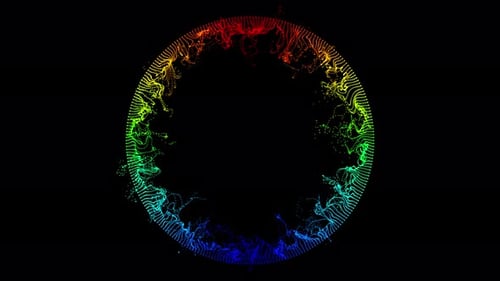 Abstract Circle Neon Background Round Geometric Design Flow Sound Science Technology Concept