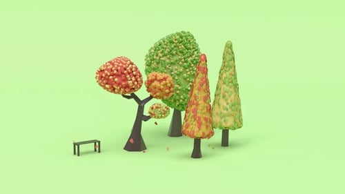 Trees fall leaves green background