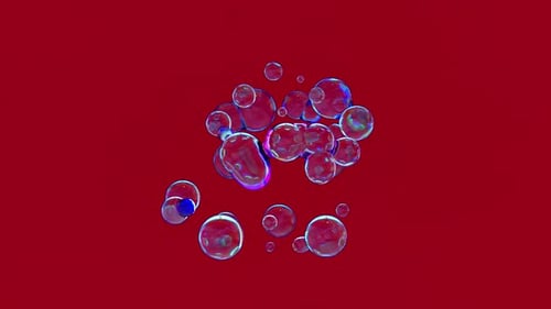 Abstract Iridescent Bubbles Flowing and Merging