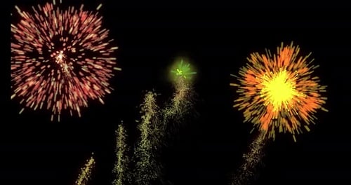 Real Fireworks Explosion Motion Graphics 4 K On Black Smoke Motion Background