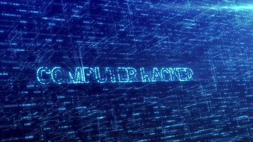 Futuristic Hacked Computer Text Message on Data Grid