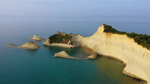 Beautiful view of Cape Drastis in the island of Corfu in Greece. Cape Drastis, the impressive format