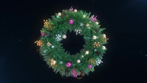 Decorative Christmas Wreath with Rotating Ornaments