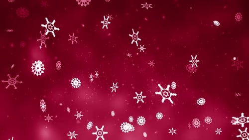 Animated Christmas Snowflakes Falling on Red Background
