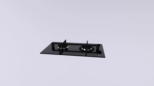 Modern Black Gas Stove with Two Burners
