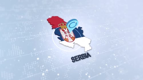 3D Animated Map of Serbia with Flag and Location Pin